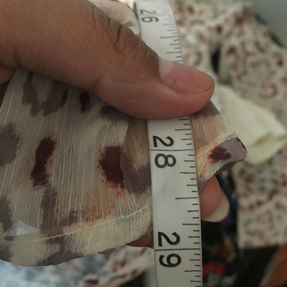 Asos Design Shirt Womens Sz L Beige Leopard Print Chiffon Sheer Tunic Top - Picture 9 of 9